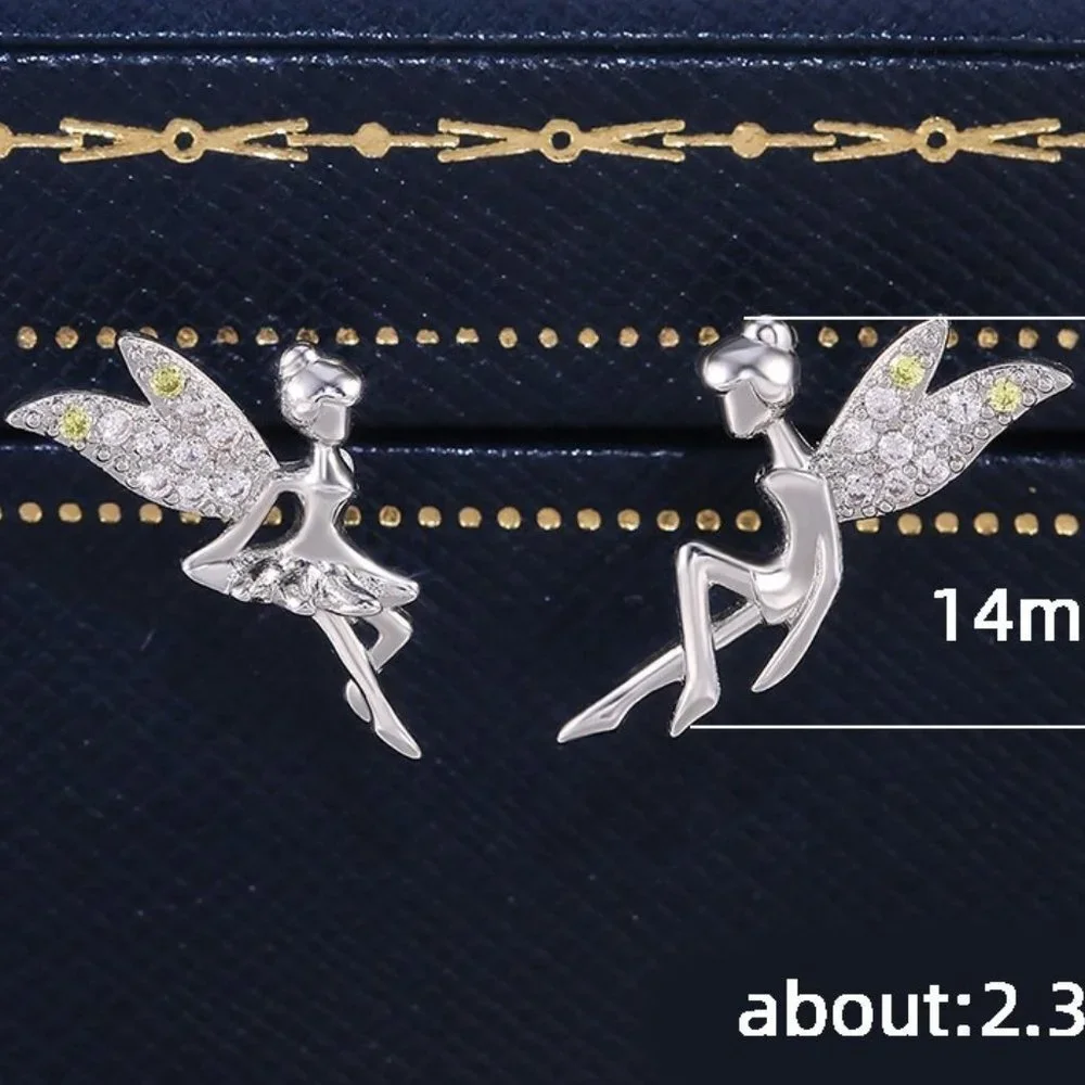 💝Dainty White CZ Sweet Wing Fairies Stud Earrings for Women, GPMB1441